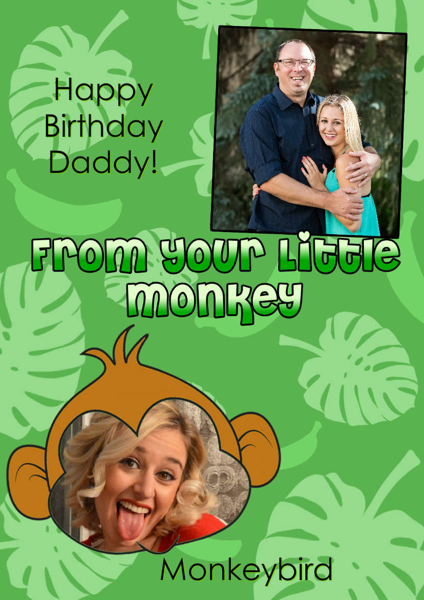 Little Monkey Photo Card - card made with Crafty Bob's Card Creator