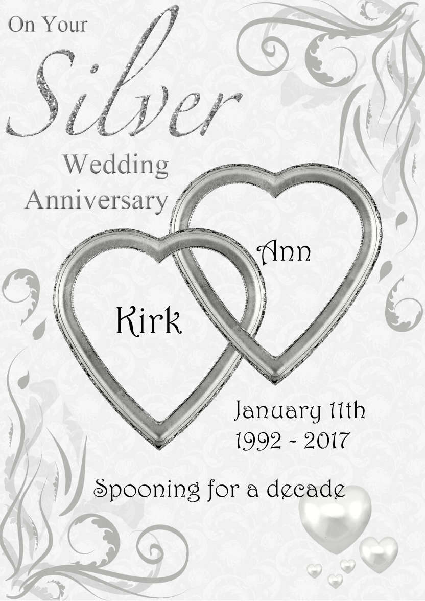 Silver Wedding Anniversary Hearts Entwined Card - card made with Crafty Bob's Card Creator