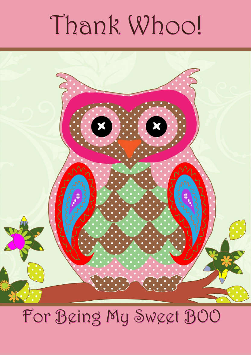 Thank Whoo Owl Card Front - card made with Crafty Bob's Card Creator