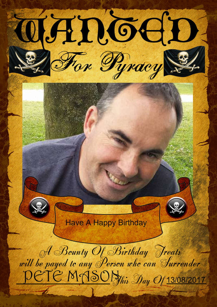 Fun Male Wanted Poster Birthday Card, Photo - card made with Crafty Bob's Card Creator