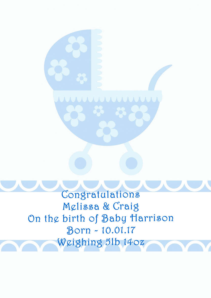 New Baby Boy Pram Card Front - card made with Crafty Bob's Card Creator