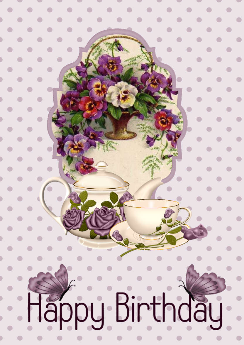 Birthday Tea Time - card made with Crafty Bob's Card Creator