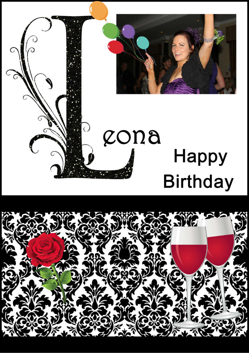 Damask Monogram Letter L Card - card made with Crafty Bob's Card Creator