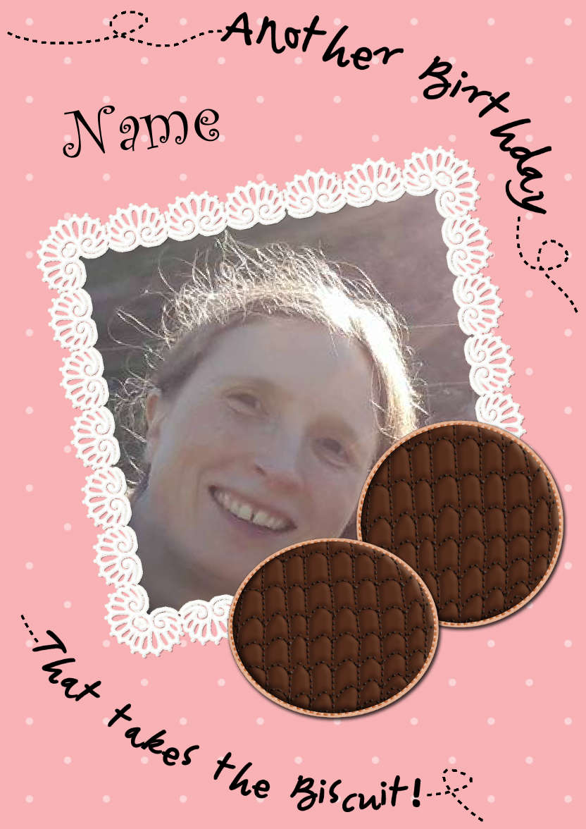 Birthday Chocolate Digestives Biscuits Photo Upload Card - card made with Crafty Bob's Card Creator