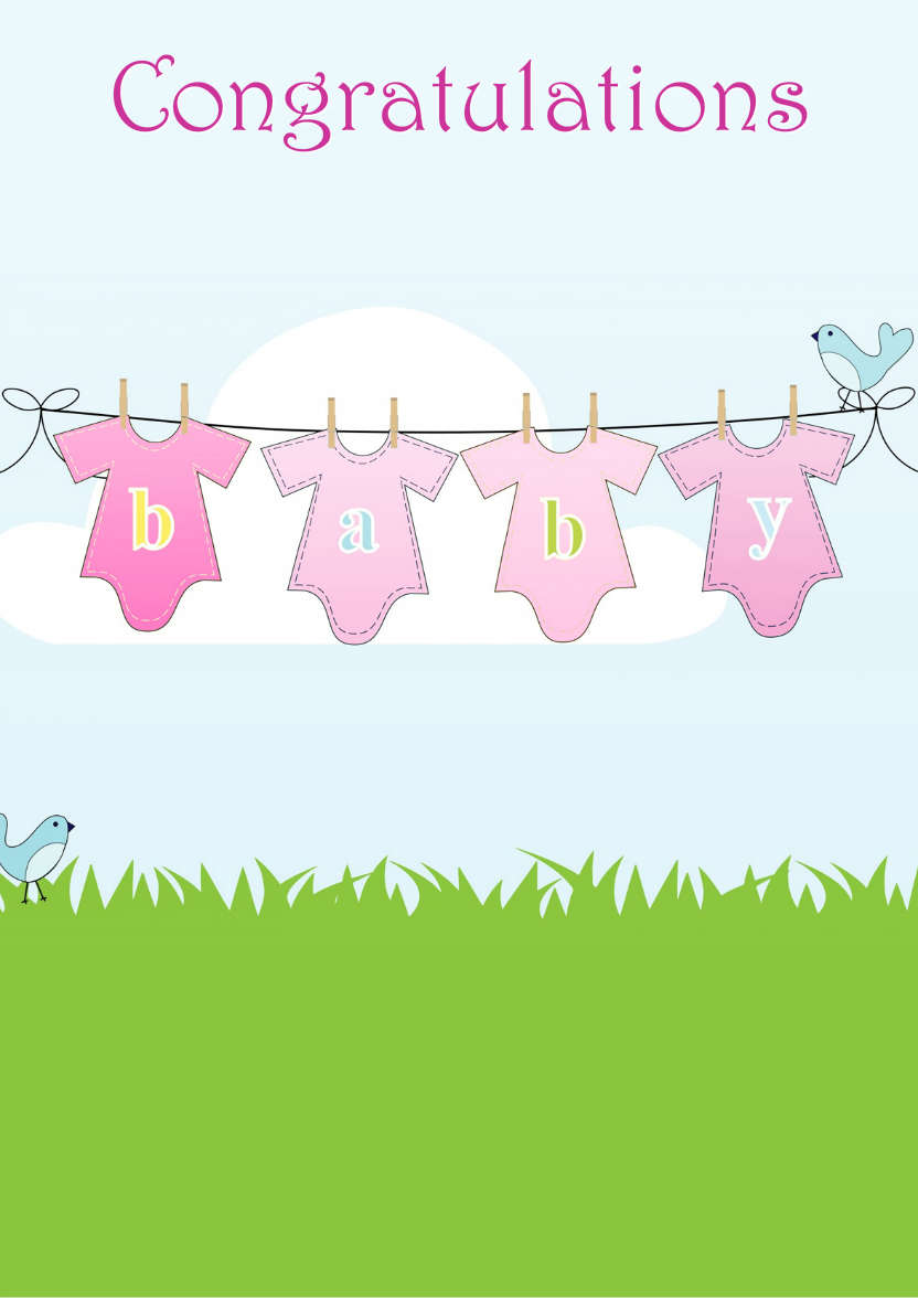 Washing Line New Baby Girl - card made with Crafty Bob's Card Creator