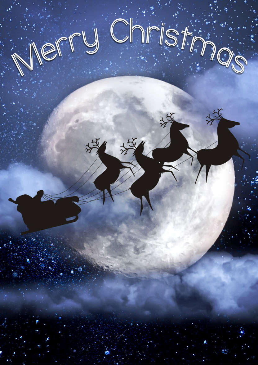 Santa Silhouette in Front of the Moon - card made with Crafty Bob's Card Creator