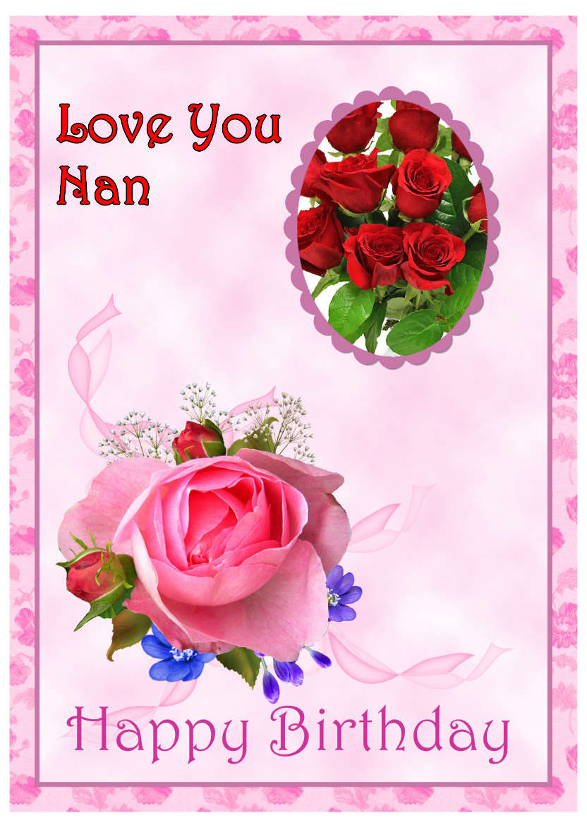 Pink Rose Spray - card made with Crafty Bob's Card Creator