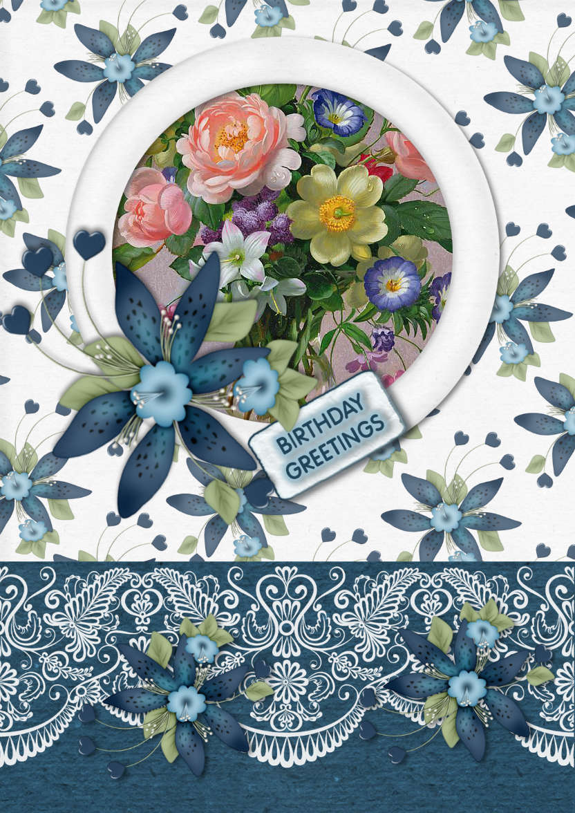 Blue Magic Floral - card made with Crafty Bob's Card Creator