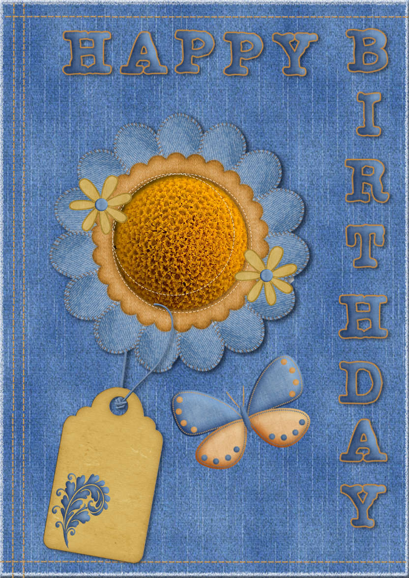 Birthday Denim - card made with Crafty Bob's Card Creator