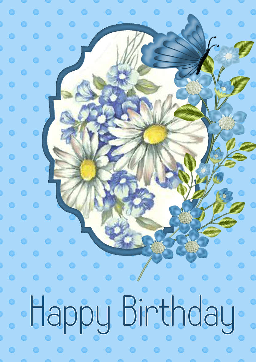 Birthday Blues - card made with Crafty Bob's Card Creator