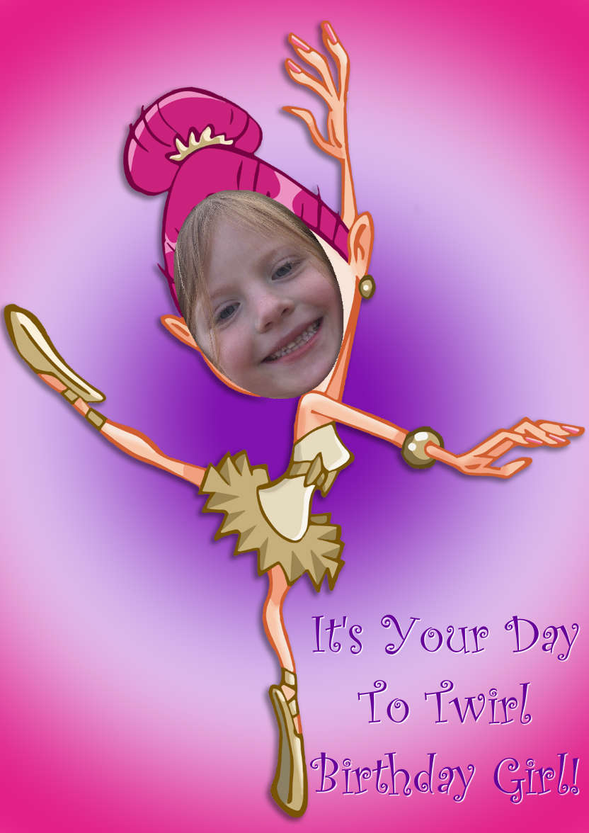Birthday Ballerina Aperture Card - card made with Crafty Bob's Card Creator
