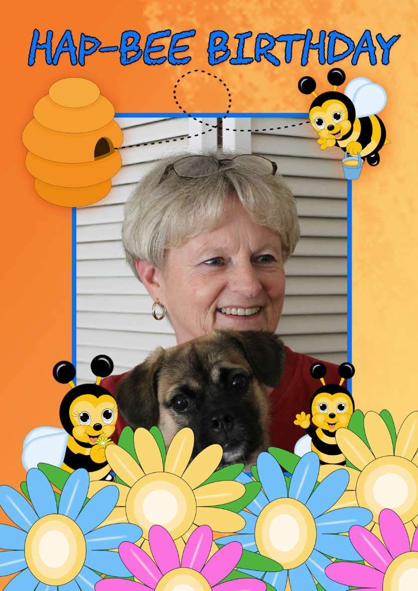 Bee Birthday Card Your Photo Here - card made with Crafty Bob's Card Creator