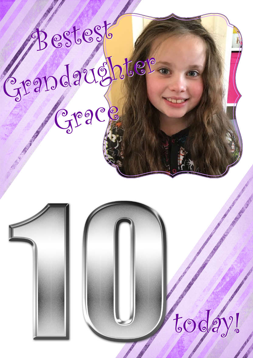 Grunge Stripes Age 10 Birthday Girl - card made with Crafty Bob's Card Creator