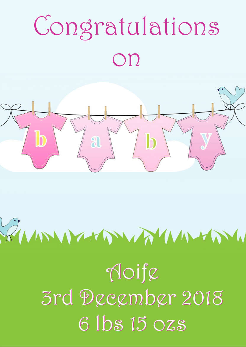 Washing Line New Baby Girl - card made with Crafty Bob's Card Creator