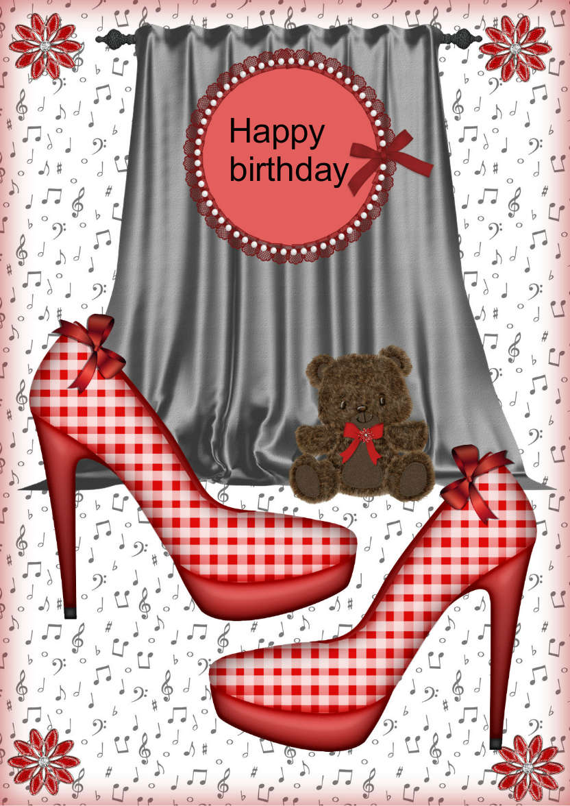 Stepping Out in Red Shoes - card made with Crafty Bob's Card Creator