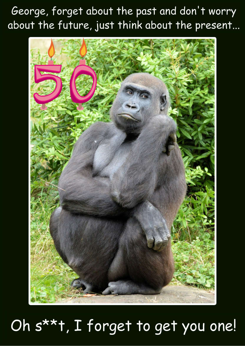 Forgetful Gorilla Humorous Card Front - card made with Crafty Bob's Card Creator