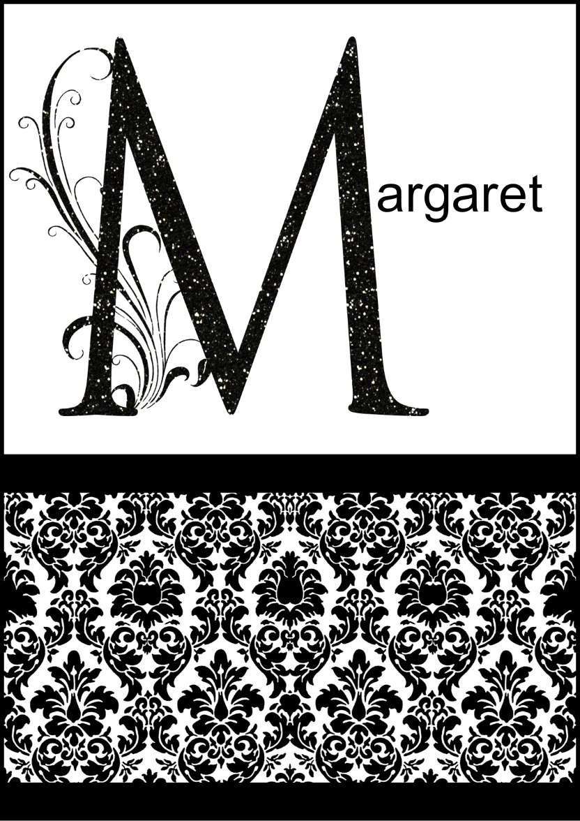 Damask Monogram Letter m Card - card made with Crafty Bob's Card Creator