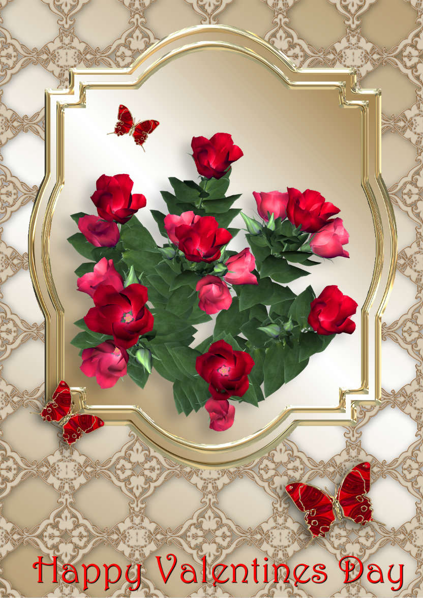 Red Flowers on Gold - card made with Crafty Bob's Card Creator