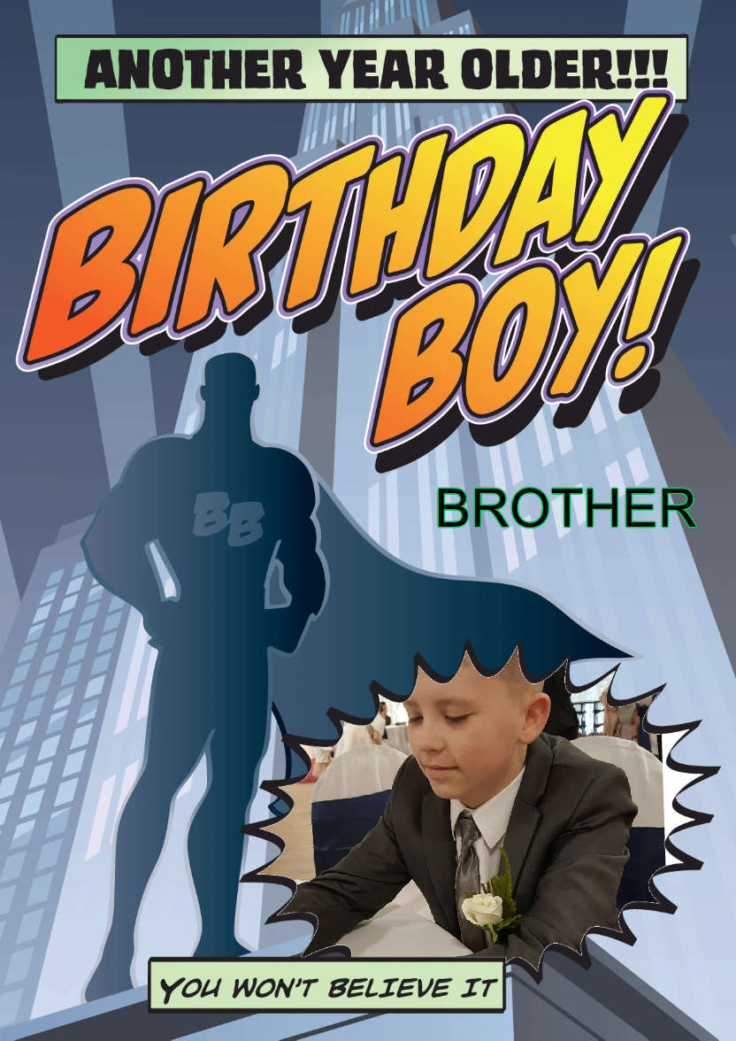 Birthday Boy - card made with Crafty Bob's Card Creator