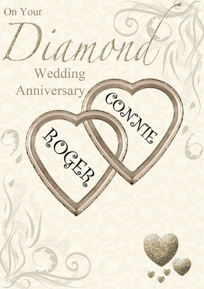 Diamond Wedding Anniversary Hearts Entwined Card - card made with Crafty Bob's Card Creator