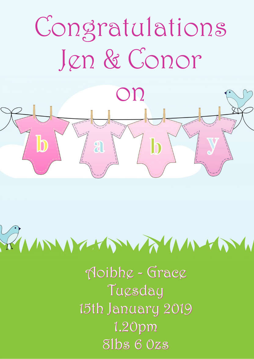 Washing Line New Baby Girl - card made with Crafty Bob's Card Creator