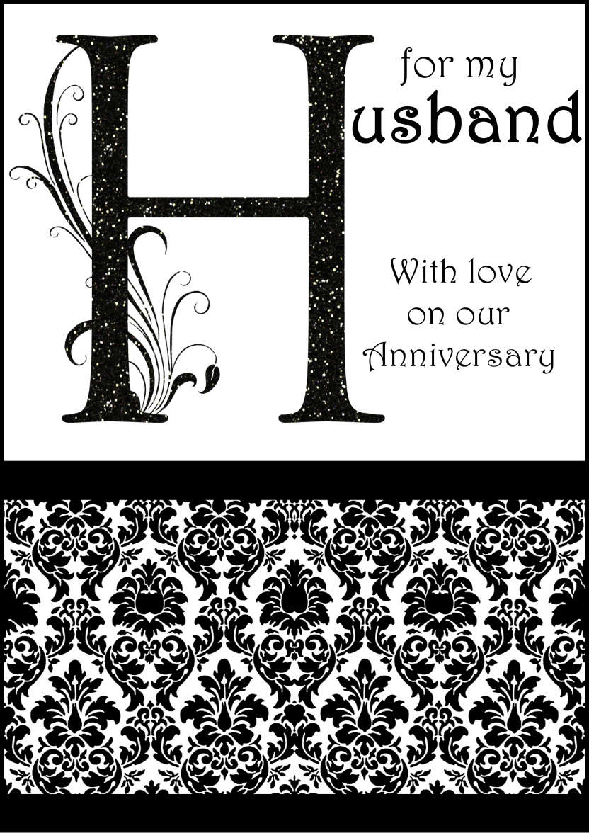 Damask Monogram Letter H Card - card made with Crafty Bob's Card Creator