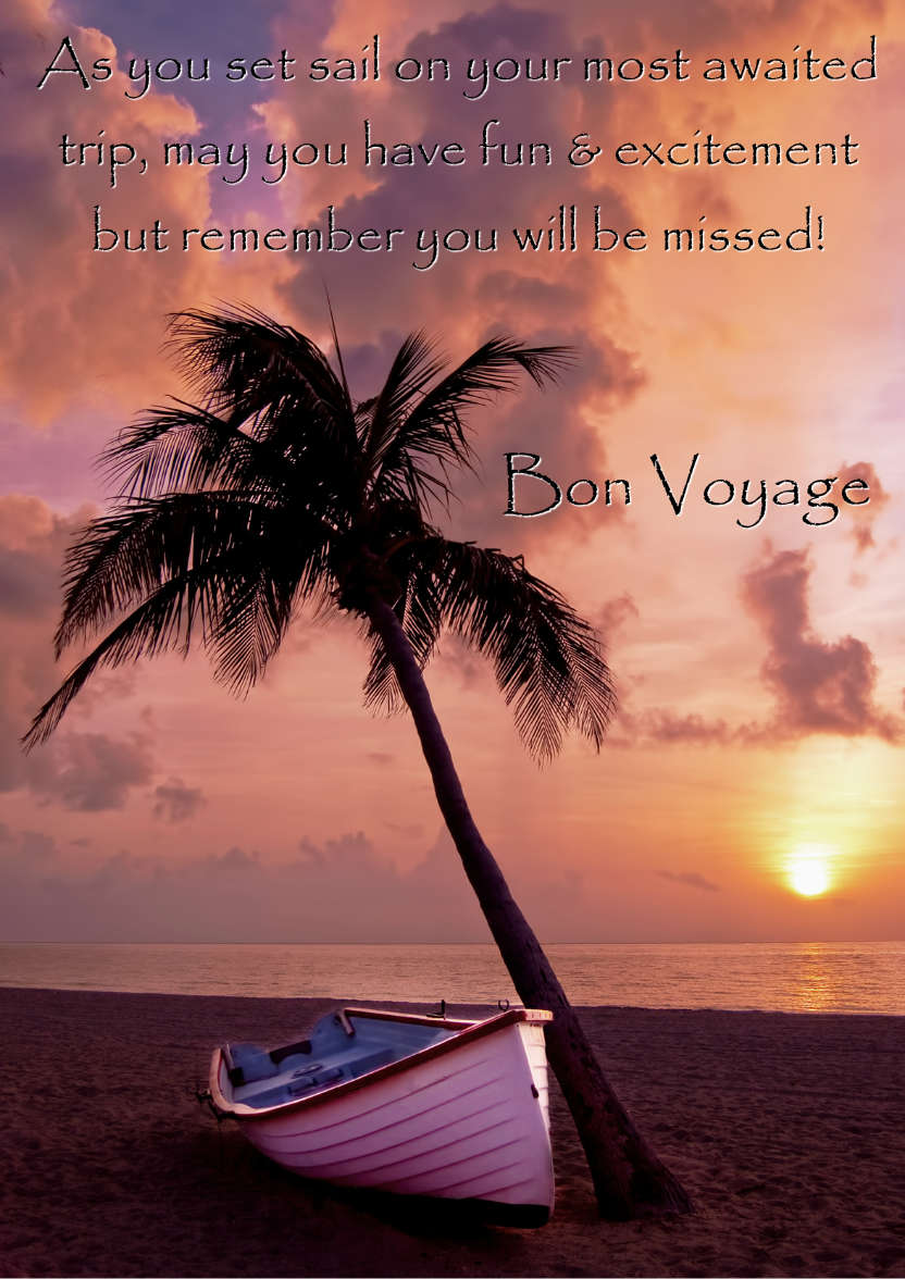 Sunset Beach Bon Voyage Card - card made with Crafty Bob's Card Creator