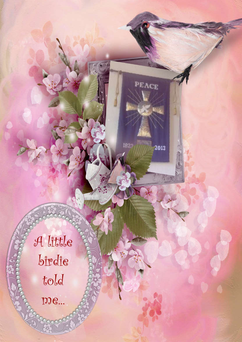 A Little Birdie Told Me -  Pink Floral Vignette - card made with Crafty Bob's Card Creator