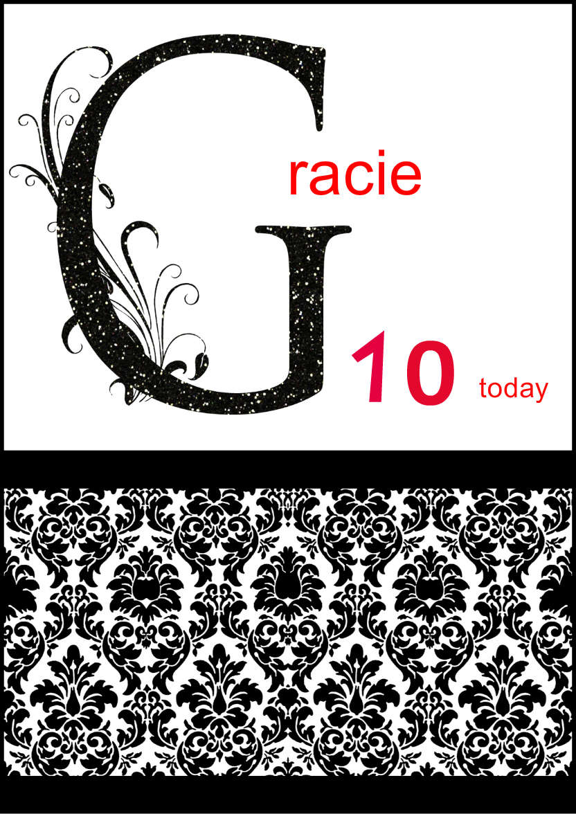 Damask Monogram Letter g Card - card made with Crafty Bob's Card Creator