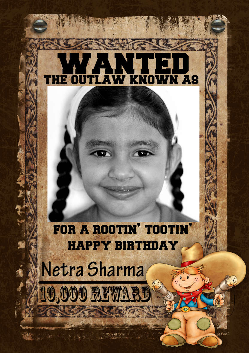 Fun Male Wanted Poster Birthday Card, Photo - card made with Crafty Bob's Card Creator