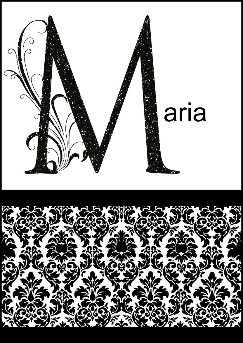 Damask Monogram Letter m Card - card made with Crafty Bob's Card Creator