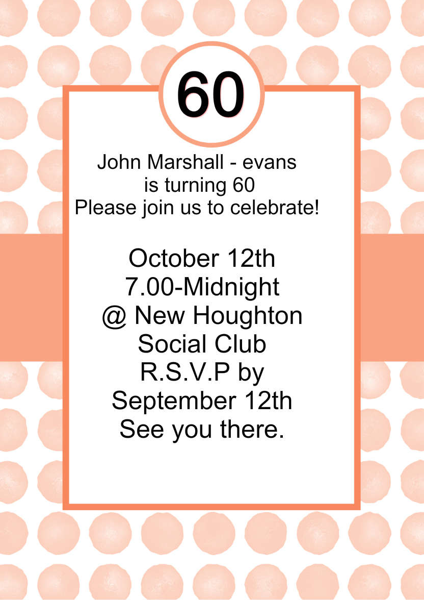 Orange Party Invitation - card made with Crafty Bob's Card Creator