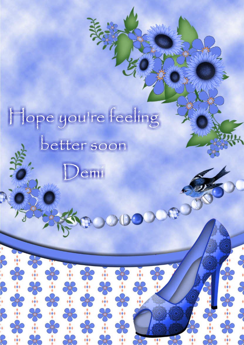 Blue Flowers Birthday Card - card made with Crafty Bob's Card Creator