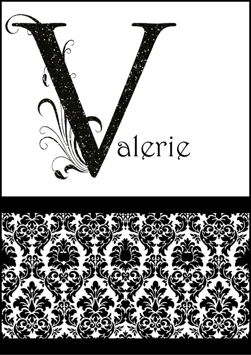 Damask Monogram Letter V Card - card made with Crafty Bob's Card Creator