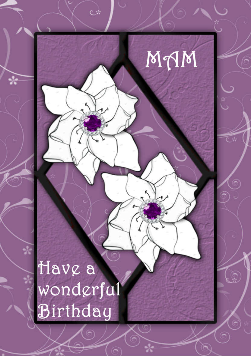 Amethyst Flower - card made with Crafty Bob's Card Creator