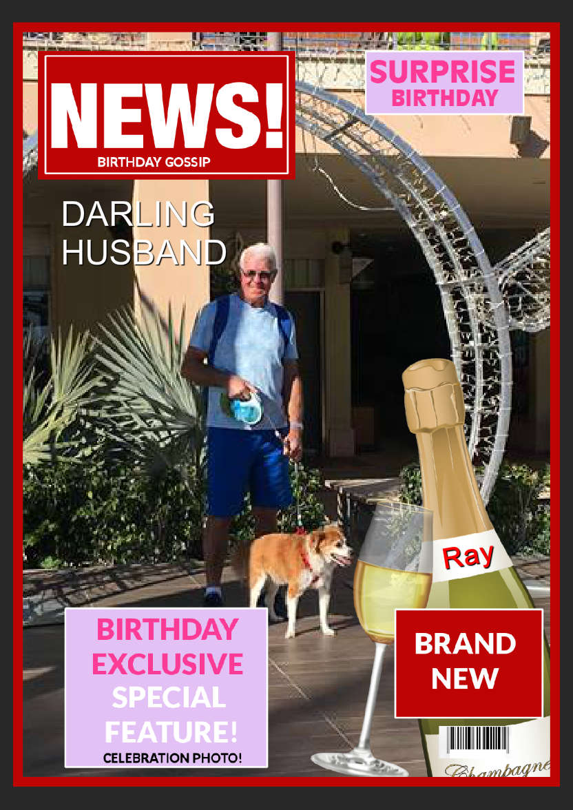 Birthday Headlines - card made with Crafty Bob's Card Creator