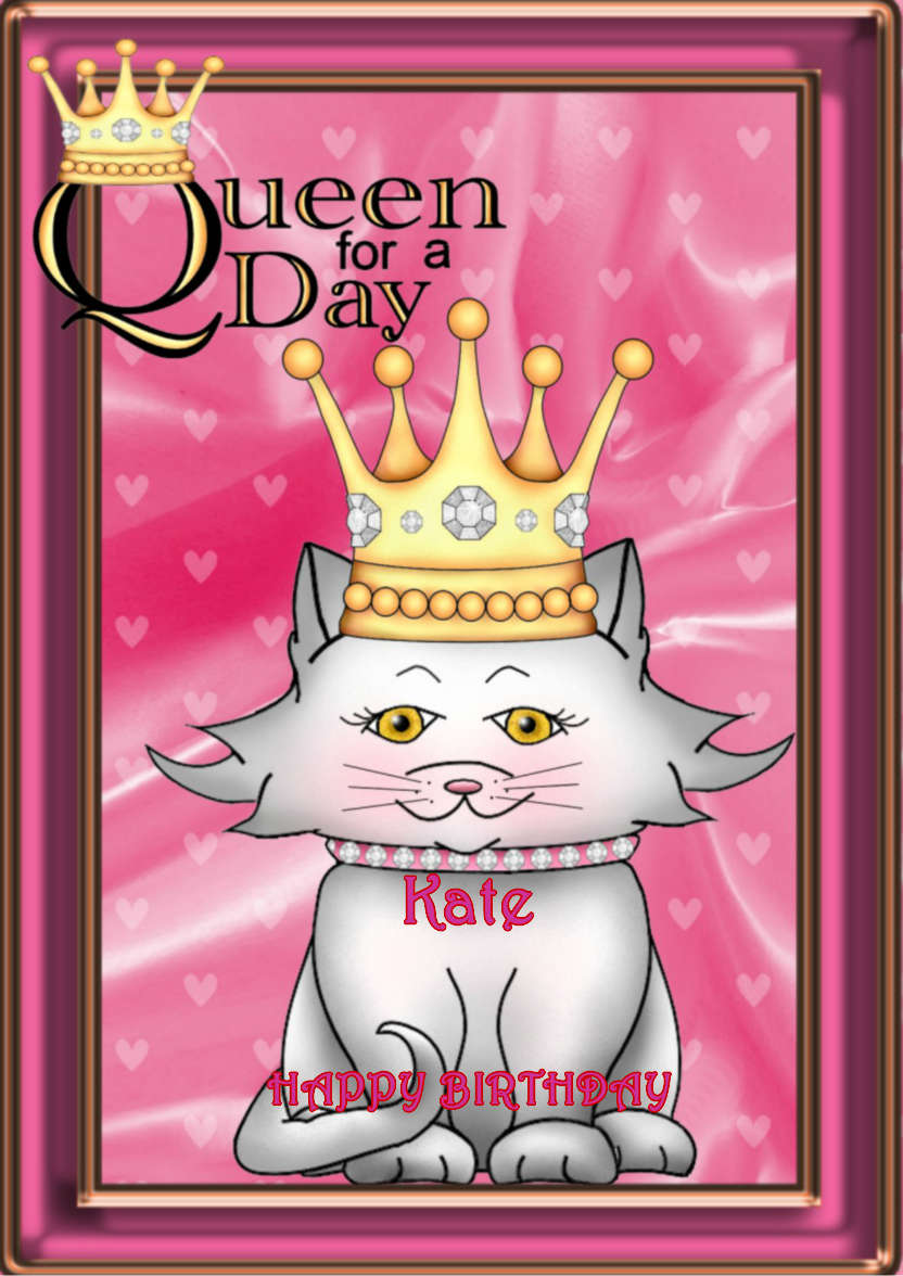 Queen for a Day Cat - card made with Crafty Bob's Card Creator