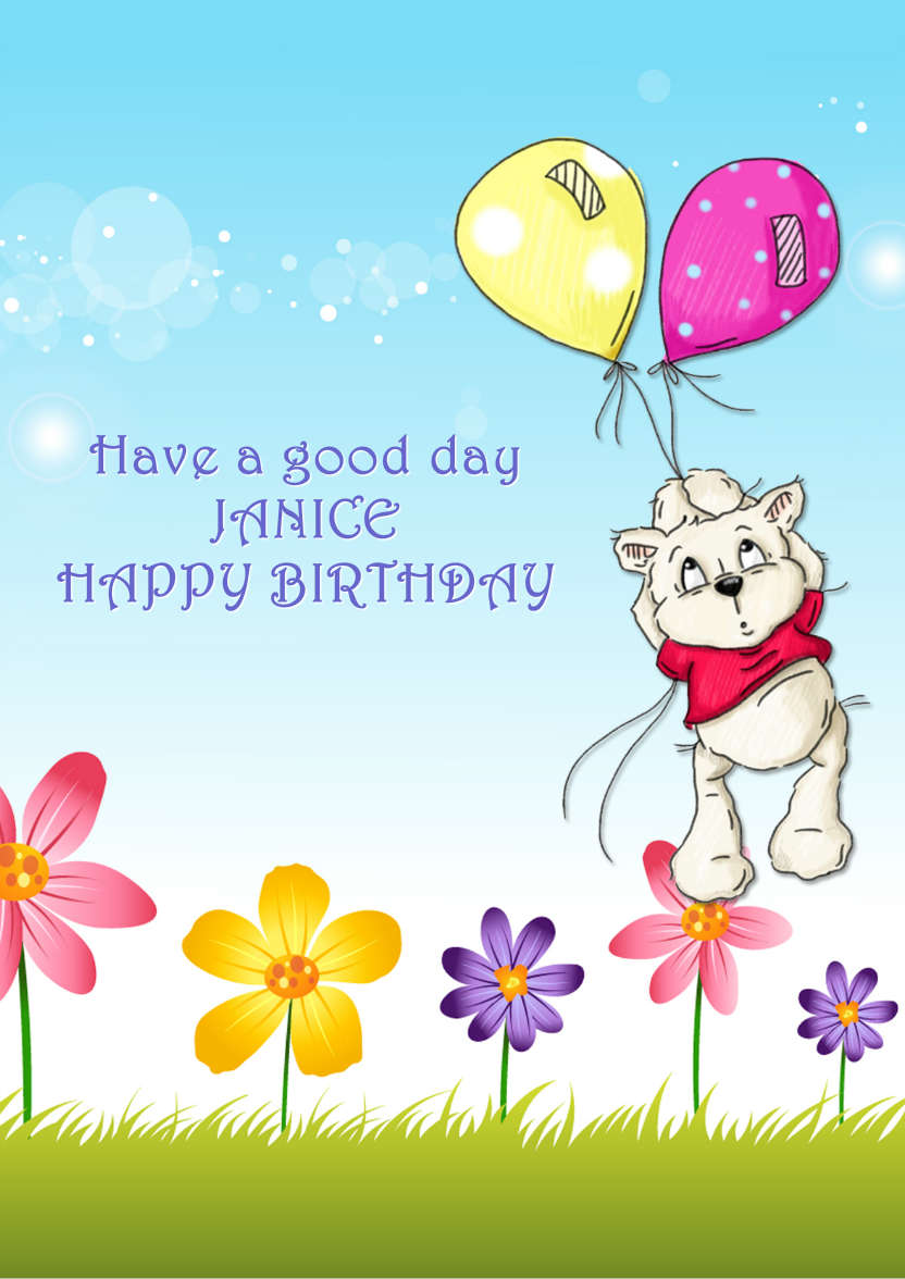 Bear Floating Away with Balloons Card Front - card made with Crafty Bob's Card Creator