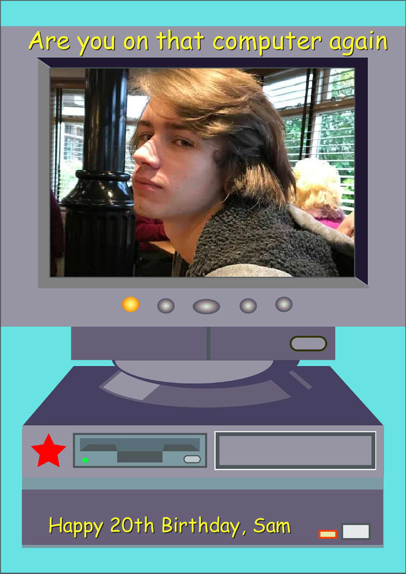 Computer Geek - card made with Crafty Bob's Card Creator