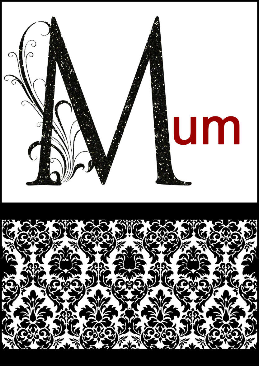Damask Monogram Letter m Card - card made with Crafty Bob's Card Creator