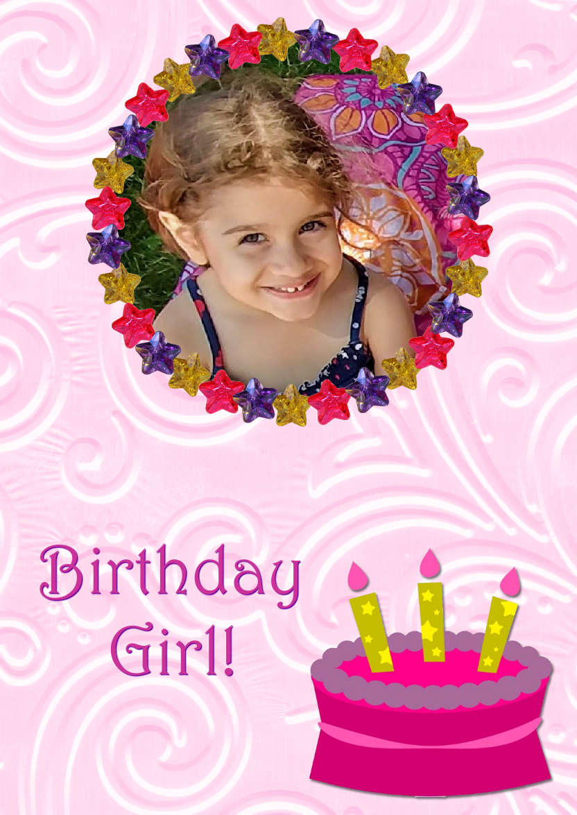 Star Frame Birthday Girl - card made with Crafty Bob's Card Creator