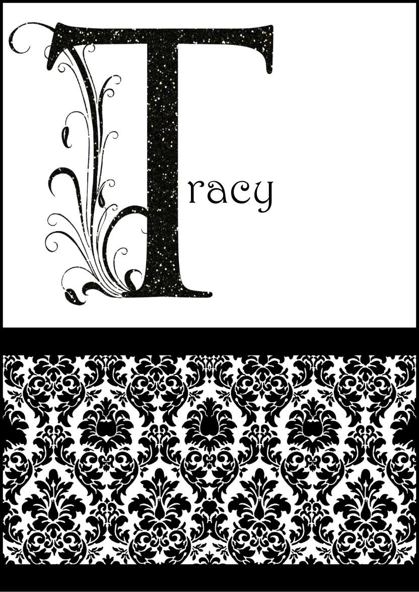 Damask Monogram Letter T Card - card made with Crafty Bob's Card Creator