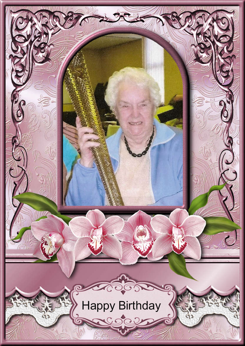 Pink Orchids Arched Frame Card - card made with Crafty Bob's Card Creator