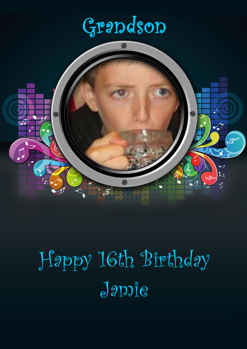 Music Speaker Aperture Photo Card - card made with Crafty Bob's Card Creator