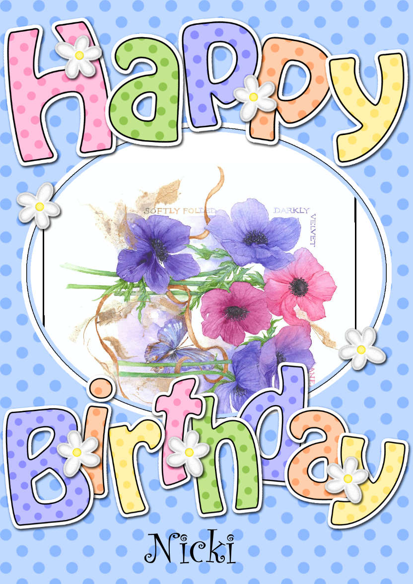 Birthday Dots & Flowers Photo Upload Card - card made with Crafty Bob's Card Creator