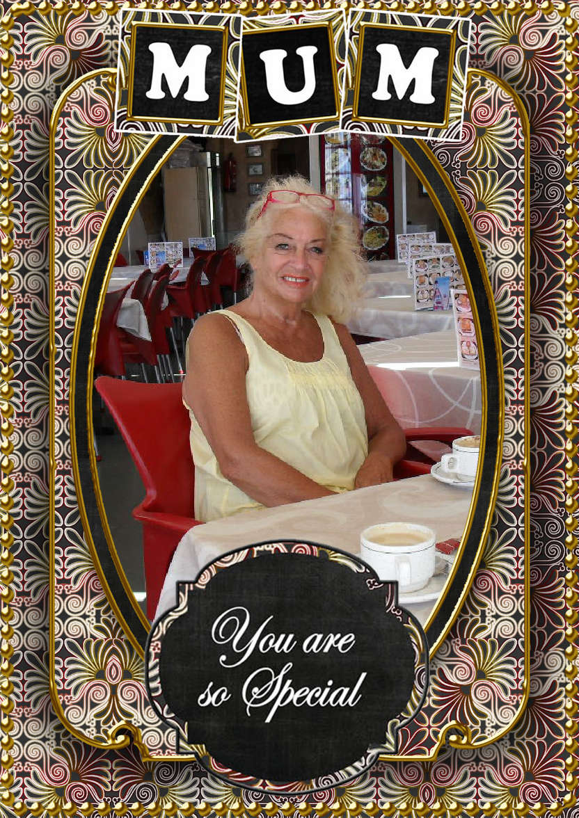 Black Metallic Fleur Mum Photo Card - card made with Crafty Bob's Card Creator