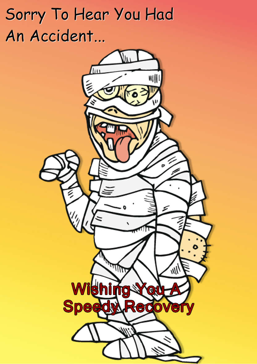 Humorous Mummy Get Well Soon Card - card made with Crafty Bob's Card Creator