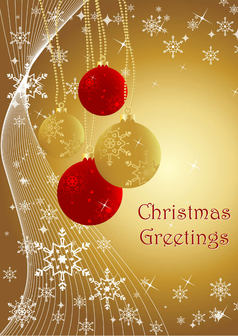 Red and Gold Christmas Baubles - card made with Crafty Bob's Card Creator