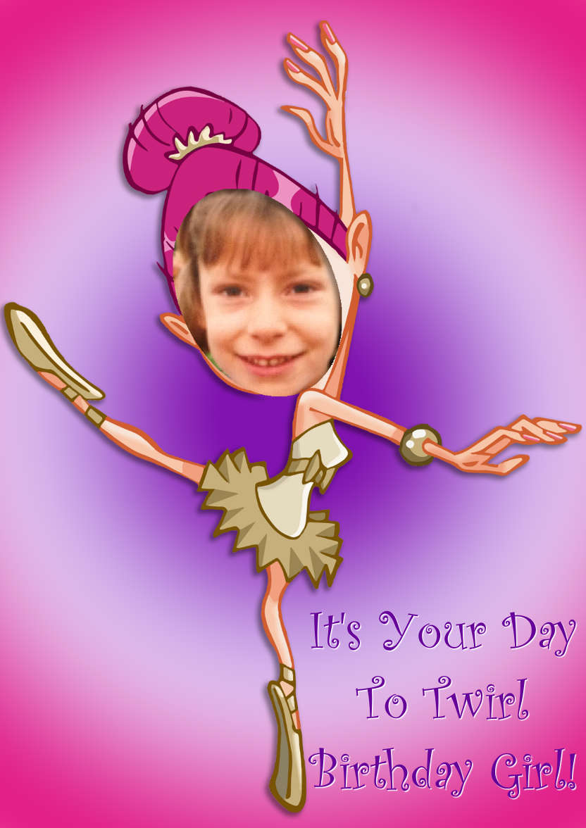 Birthday Ballerina Aperture Card - card made with Crafty Bob's Card Creator