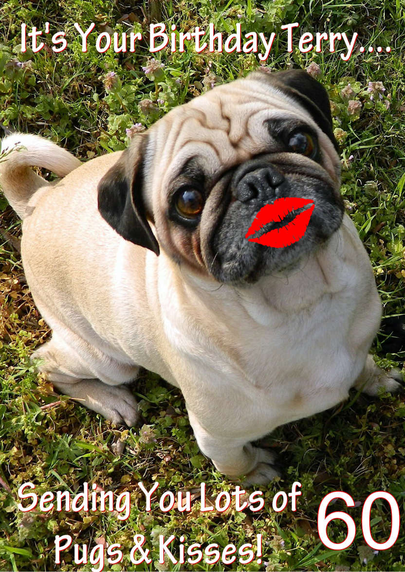 Pugs and Kisses Cute Card Front - card made with Crafty Bob's Card Creator